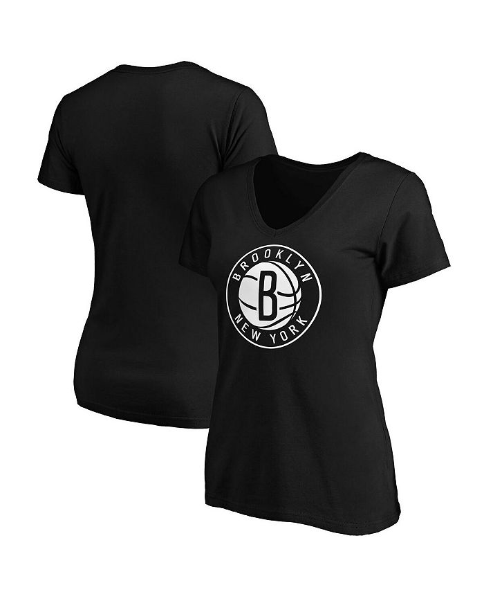 Fanatics Women's Branded Black Brooklyn Nets Primary Logo Team VNeck T