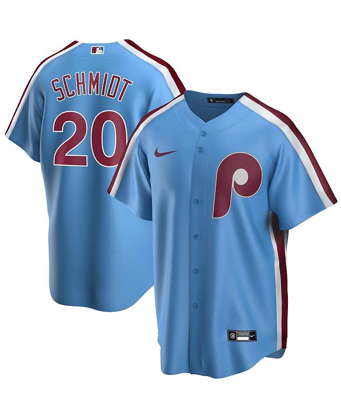 MLB Phillies 20 Mike Schmidt Blue Mitchell and Ness Throwback Men