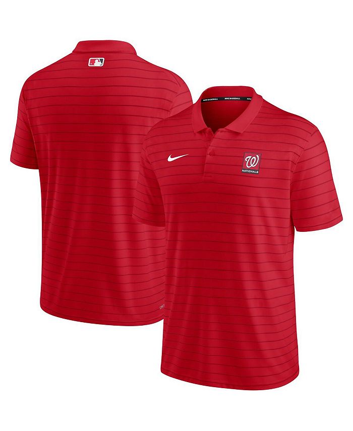 Men's Red Washington Nationals Authentic Collection Striped Performance  Pique Polo Shirt