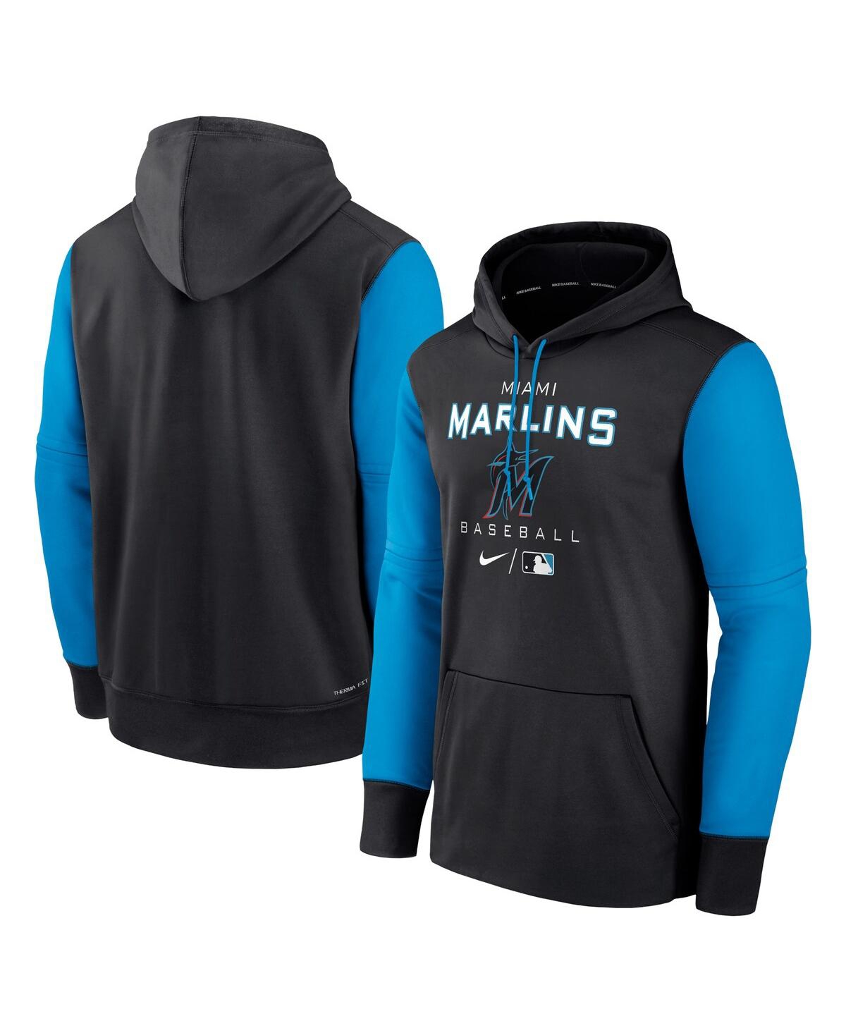 Men's Nike Black and Blue Miami Marlins Authentic Collection Performance Hoodie