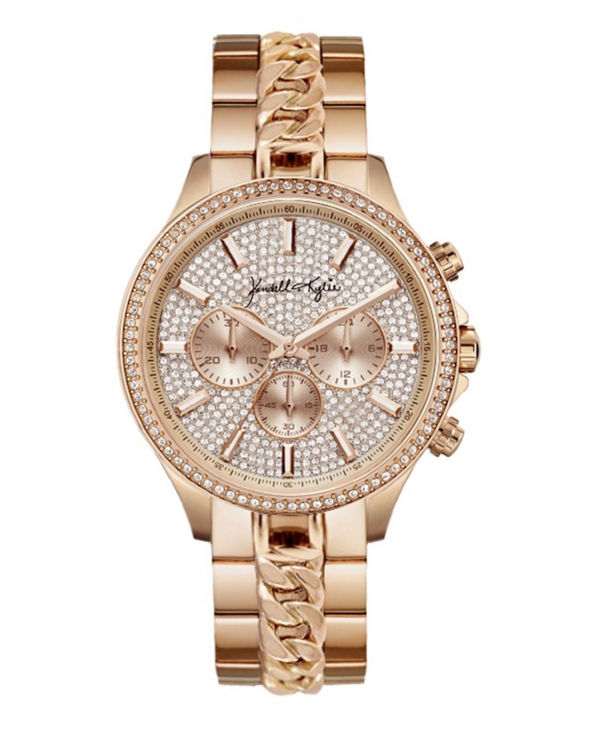Kendall + Kylie Women's Holiday Singles Rose Gold-Tone Metal Alloy Bracelet Watch 40mm