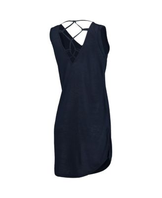 Women's Navy New York Yankees Game Time Slub Beach V-Neck Cover-Up Dress