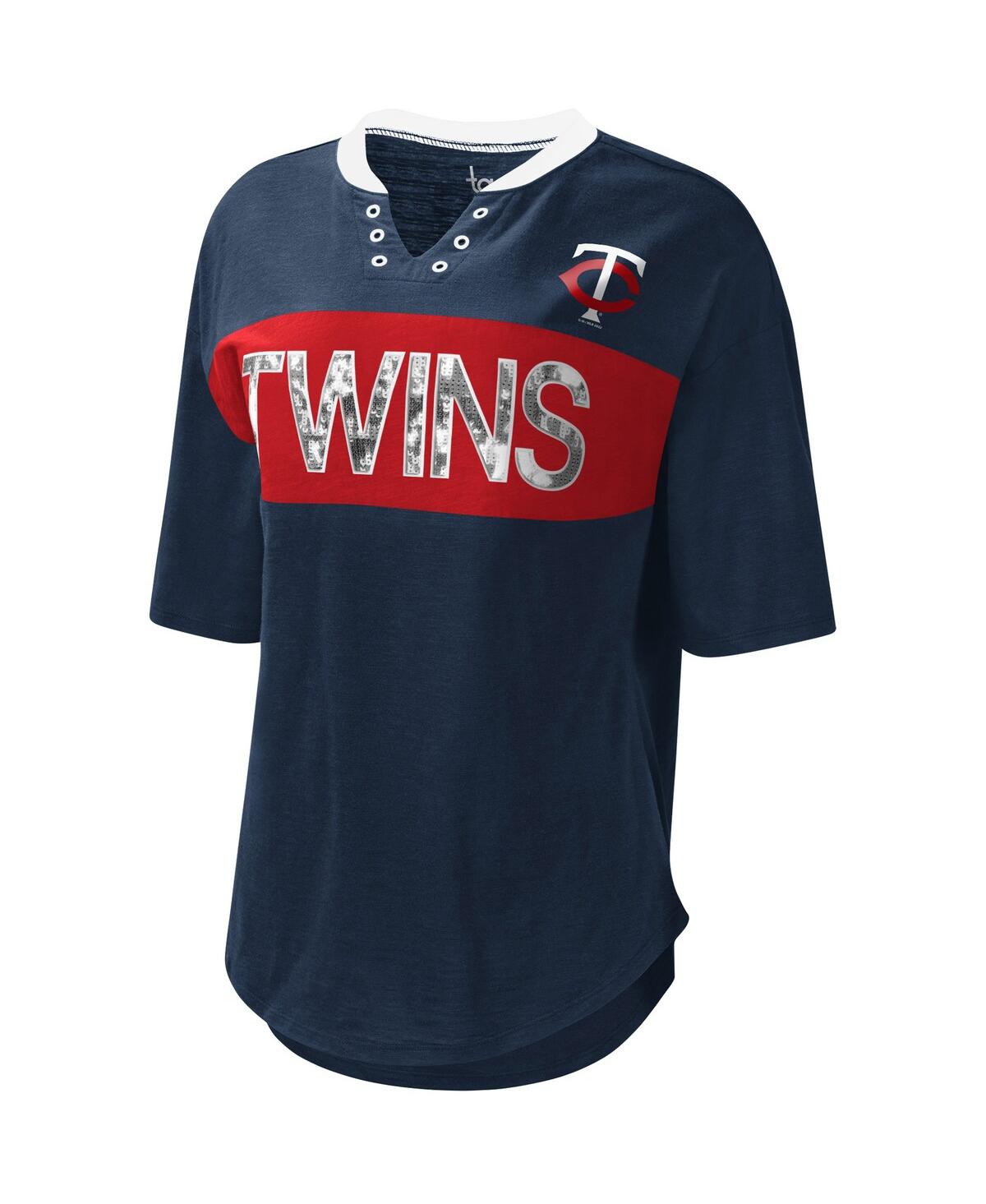 Shop Touché Women's Touch Navy And Red Minnesota Twins Lead Off Notch Neck T-shirt In Navy,red
