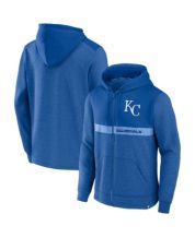Men's Fanatics Branded Gray/Royal Kansas City Royals Instant Replay Color Block Pullover Hoodie