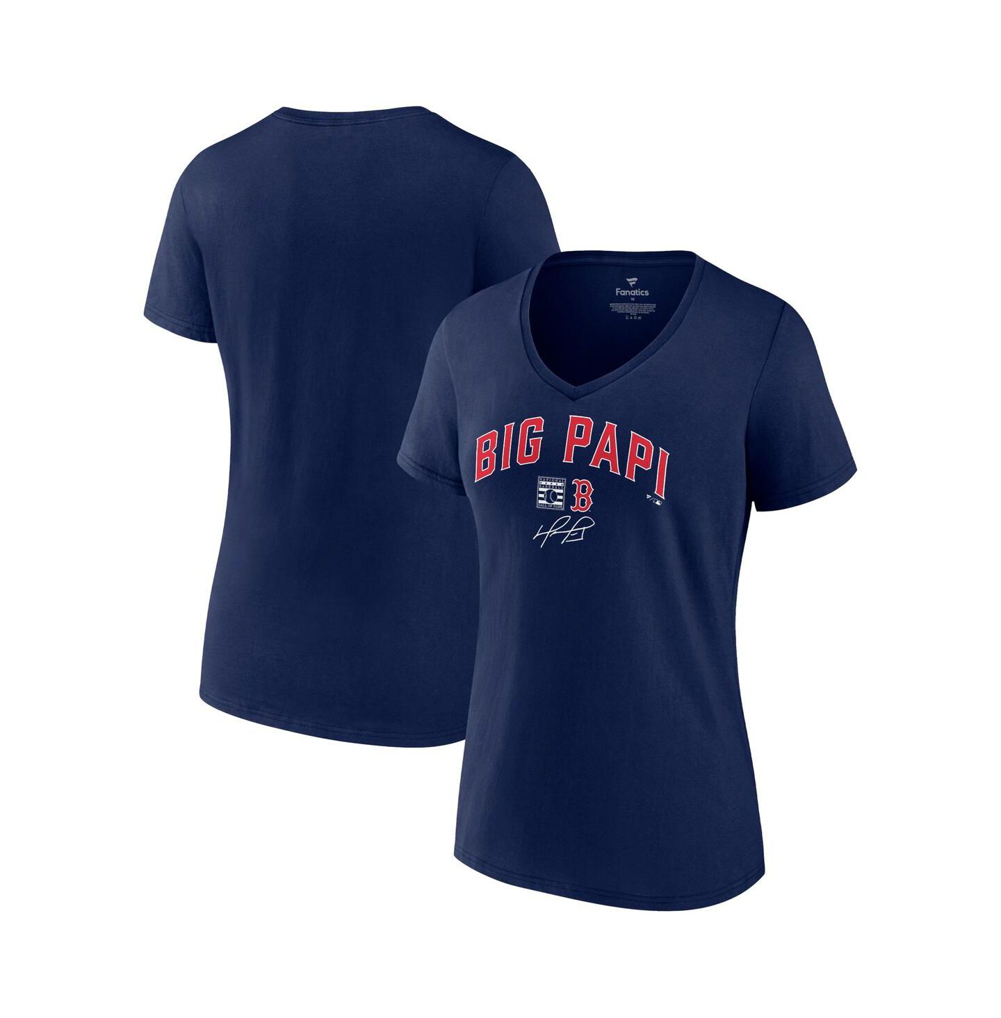 Женская футболка Fanatics David Ortiz Navy Boston Red Sox Big Papi Graphic V-Neck — фото 2