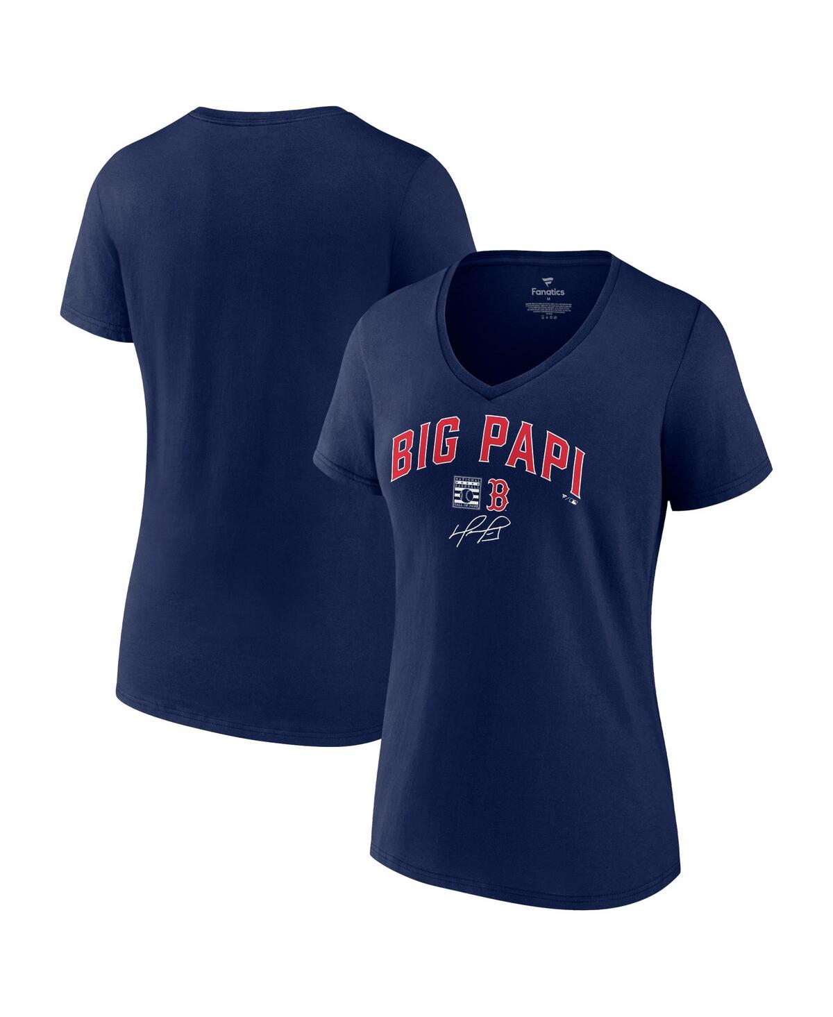 Fanatics Women's  David Ortiz Navy Boston Red Sox Big Papi Graphic V-neck T-shirt In Navy