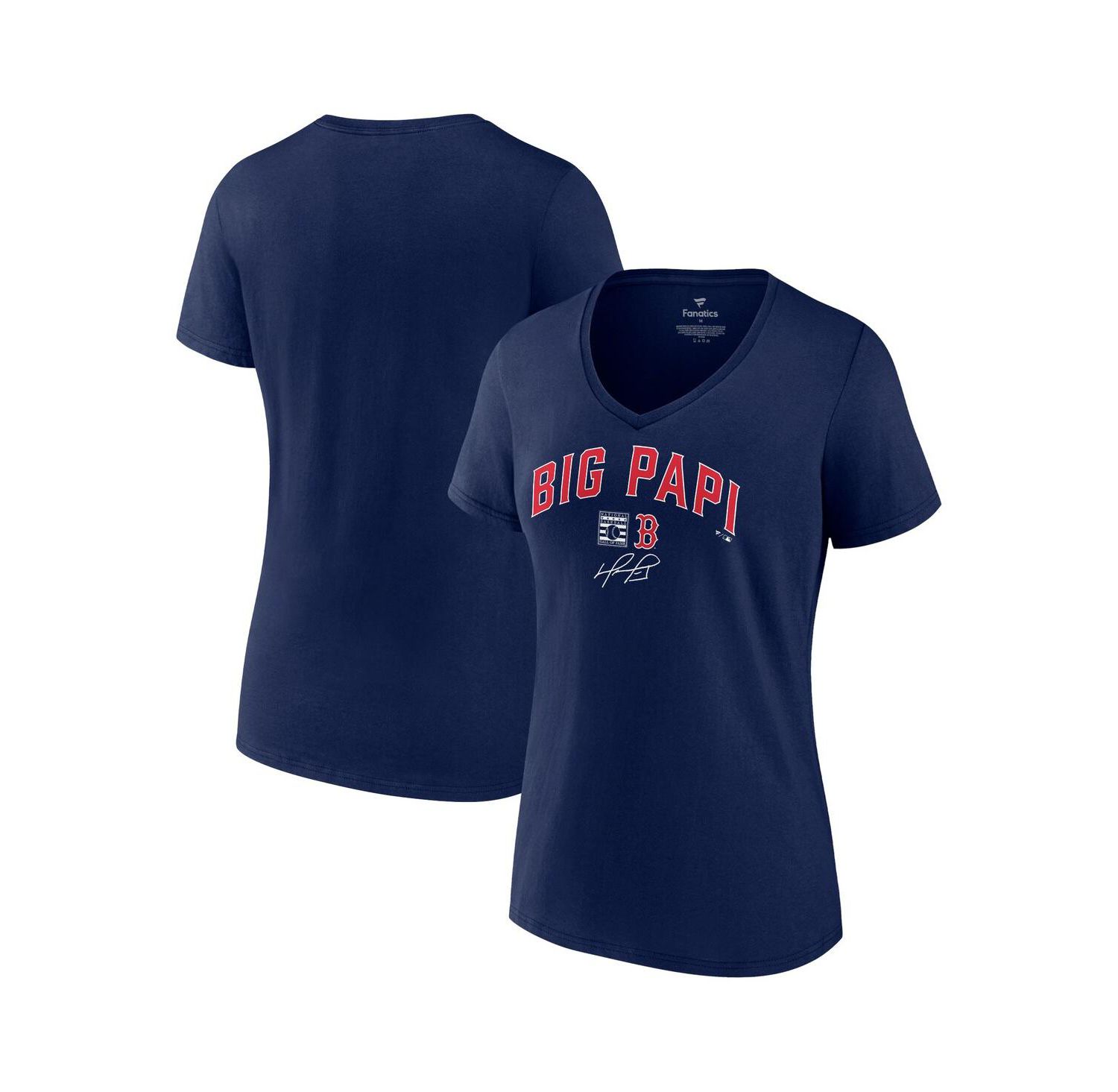 Women's David Ortiz Navy Boston Red Sox Big Papi Graphic V-Neck T-shirt