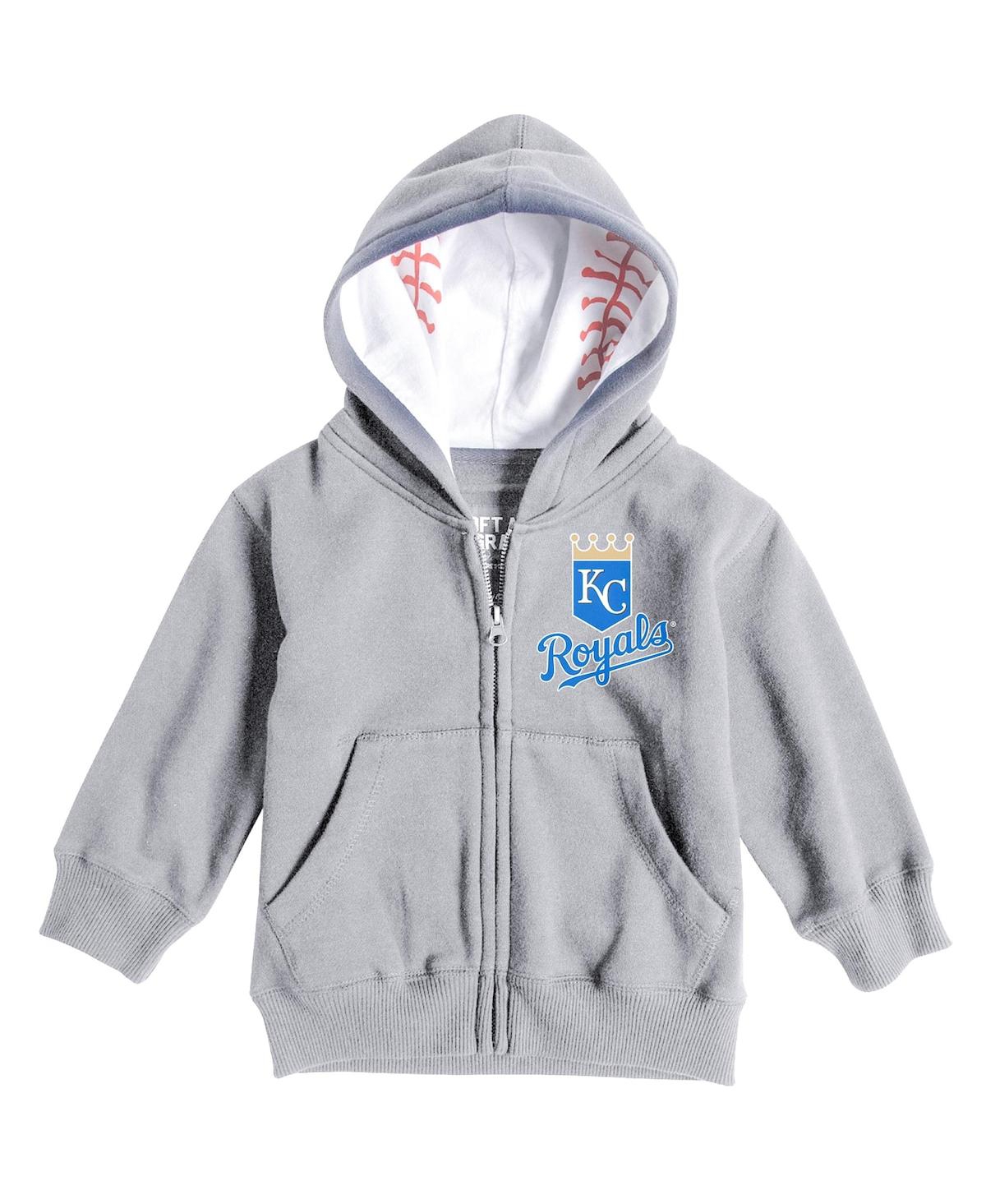 Shop Soft As A Grape Toddler Boys And Girls  Heathered Gray Kansas City Royals Baseball Print Full-zip Hoo