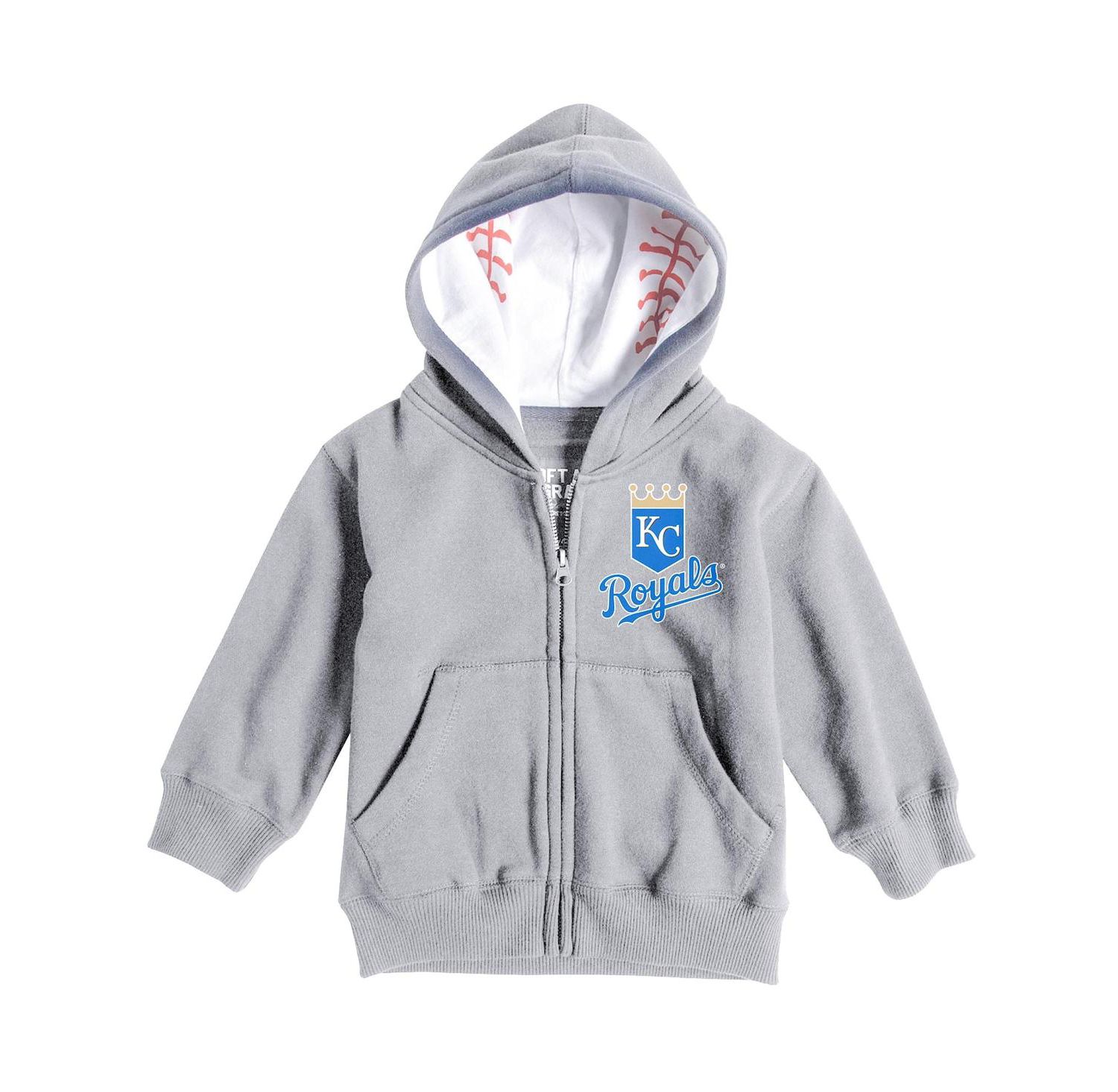 Toddler Boys and Girls Heathered Gray Kansas City Royals Baseball Print Full-Zip Hoodie