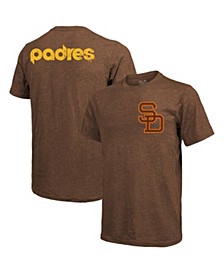 Men's Threads Brown San Diego Padres Throwback Logo Tri-Blend T-shirt