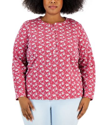 売れ筋商品|||スタイルアンドコー カットソー トップス レディース Plus Size Printed Henley Top, Exclusively at Macy's Dot Daffodill Style & Co Plus Size Floral-Print Henley Top, Created for