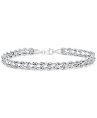Double Row Twisted Heart Link Bracelet in 14k Gold - White Gold