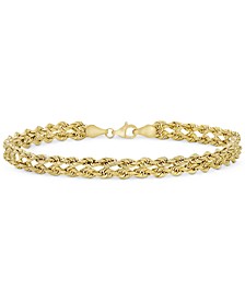 Double Row Twisted Heart Link Bracelet in 14k Gold 