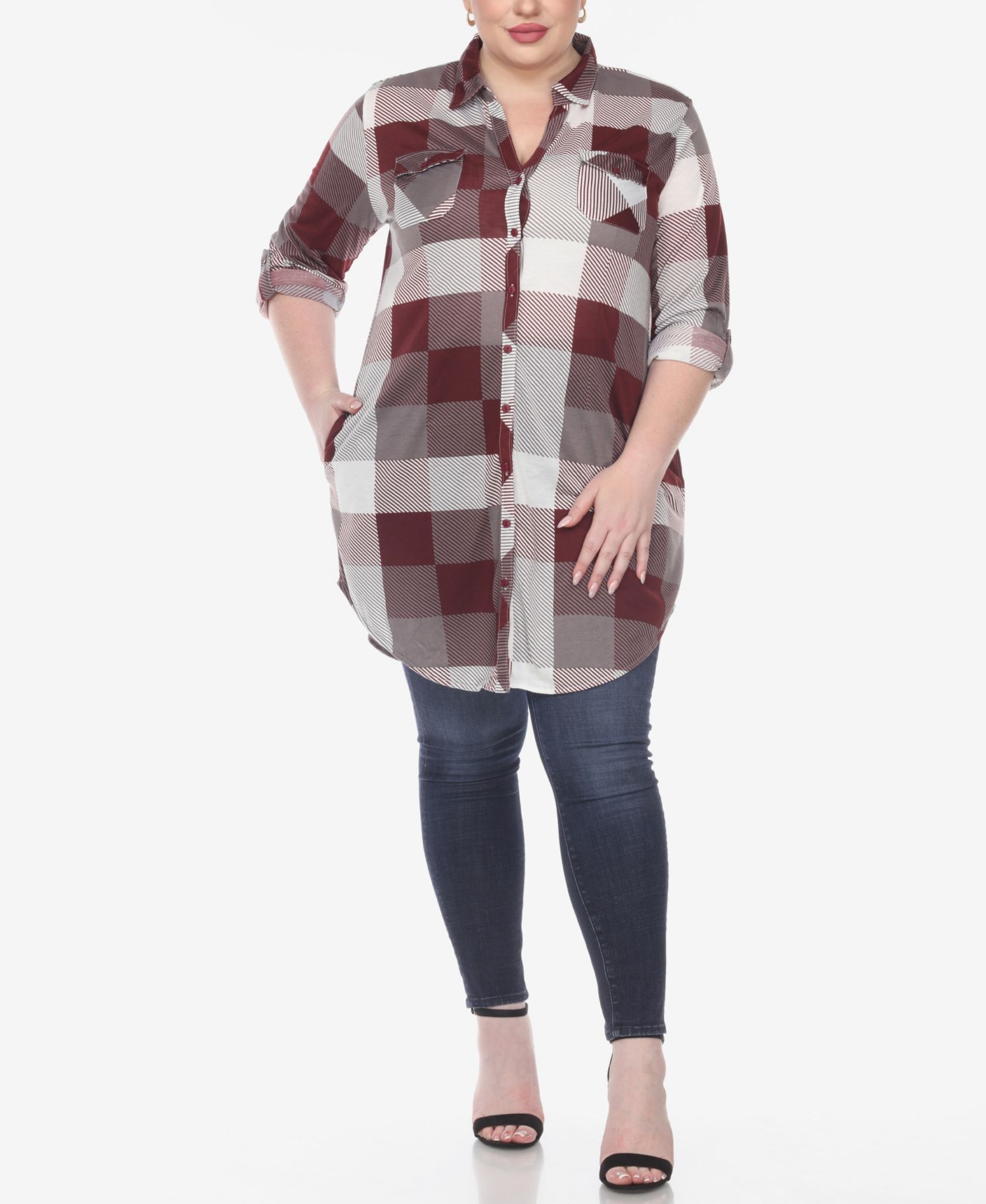 Plus Size Plaid Tunic Shirt
