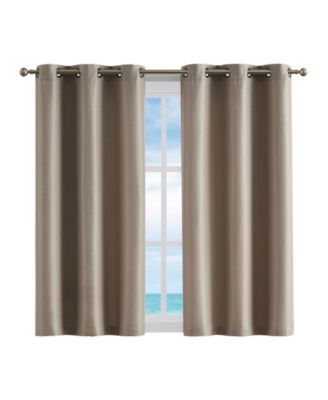 Nautica Milton Thermal Woven Room Darkening Grommet Window Curtain Panel Pair Dusty Collection In Taupe