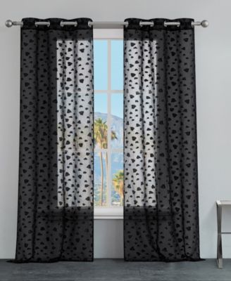 Shop Juicy Couture Ethel Leopard Embellished Sheer Grommet Window Curtain Panel Pair Collection In Gray