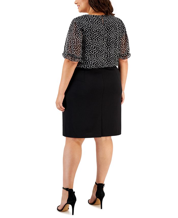 Connected Plus Size Mixed Media Dress Macy's