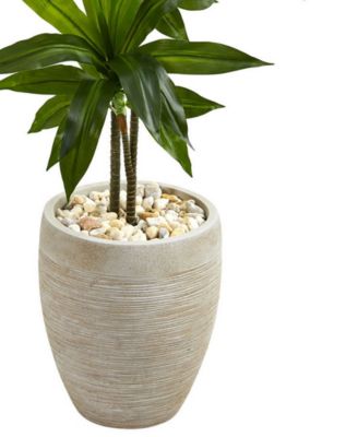 4' Dracaena Artificial Plant in Sand Colored Planter - Real Touch