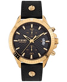 Versus by Versace Men's Griffith Black Leather Strap Watch 46mm