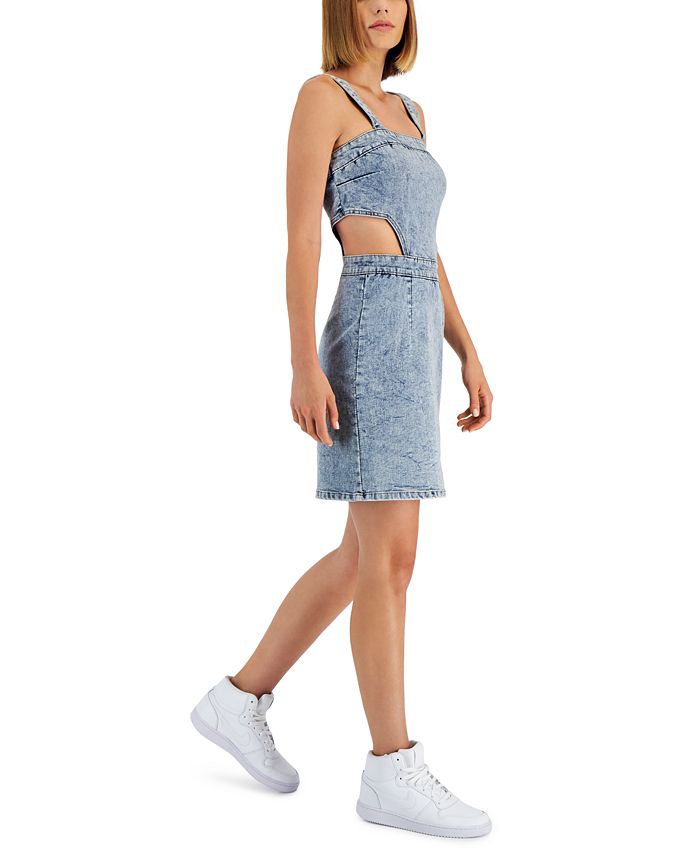 Tinseltown Juniors' Denim Square Neckline SideCutout Dress Macy's