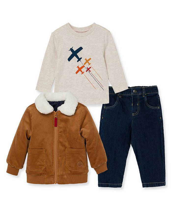 Little Me Baby Boys Corduroy Jacket, Tshirt and Jeans, 3Piece Set