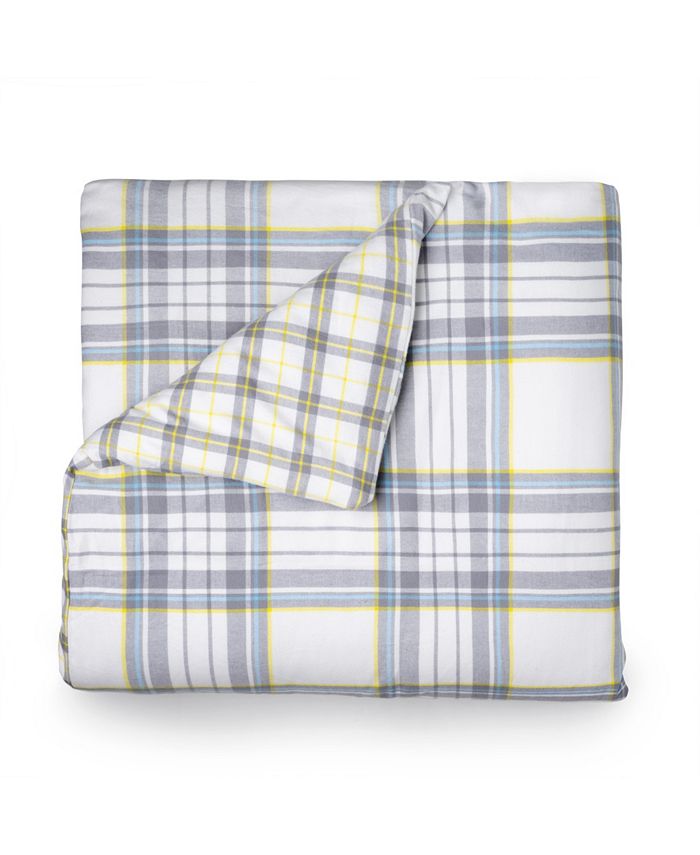 Martha Stewart Collection Merrick Printed Flannel 3Pc. Duvet Cover Set