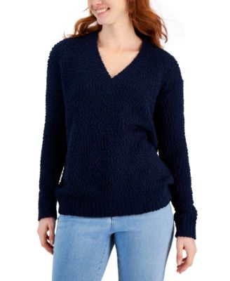 Style & Co - Women's Teddy Boucl&eacute; V-Neck Sweater
