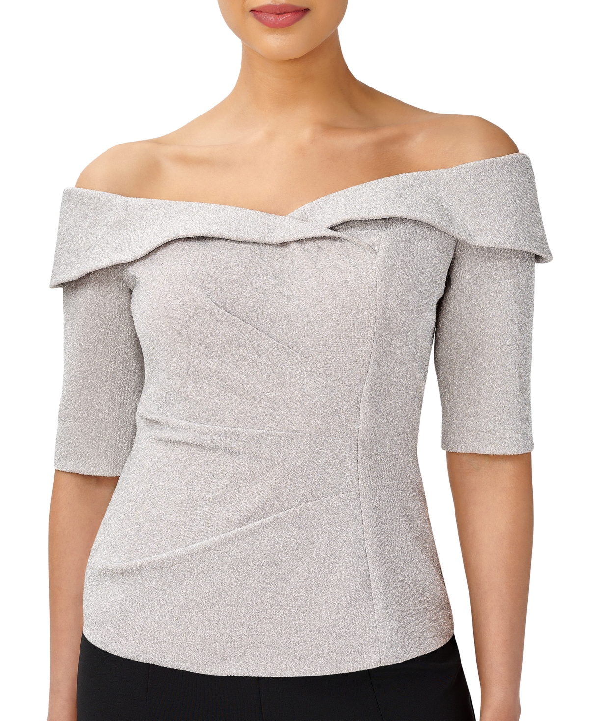  Adrianna Papell Women's Ruched Off-The-Shoulder Top