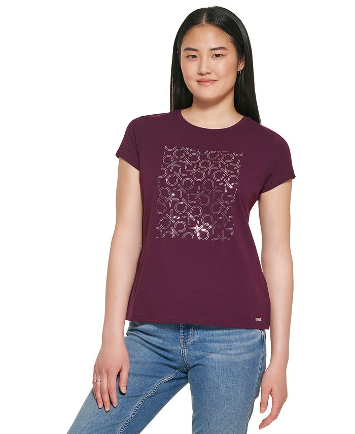 privat Droop Institut Calvin Klein Women's Metallic Logo T-Shirt & Reviews - Tops - Women - Macy's