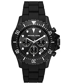 Men's Everest Chronograph Black Ion Plated Stainless Steel and Silicone Bracelet Watch 45mm