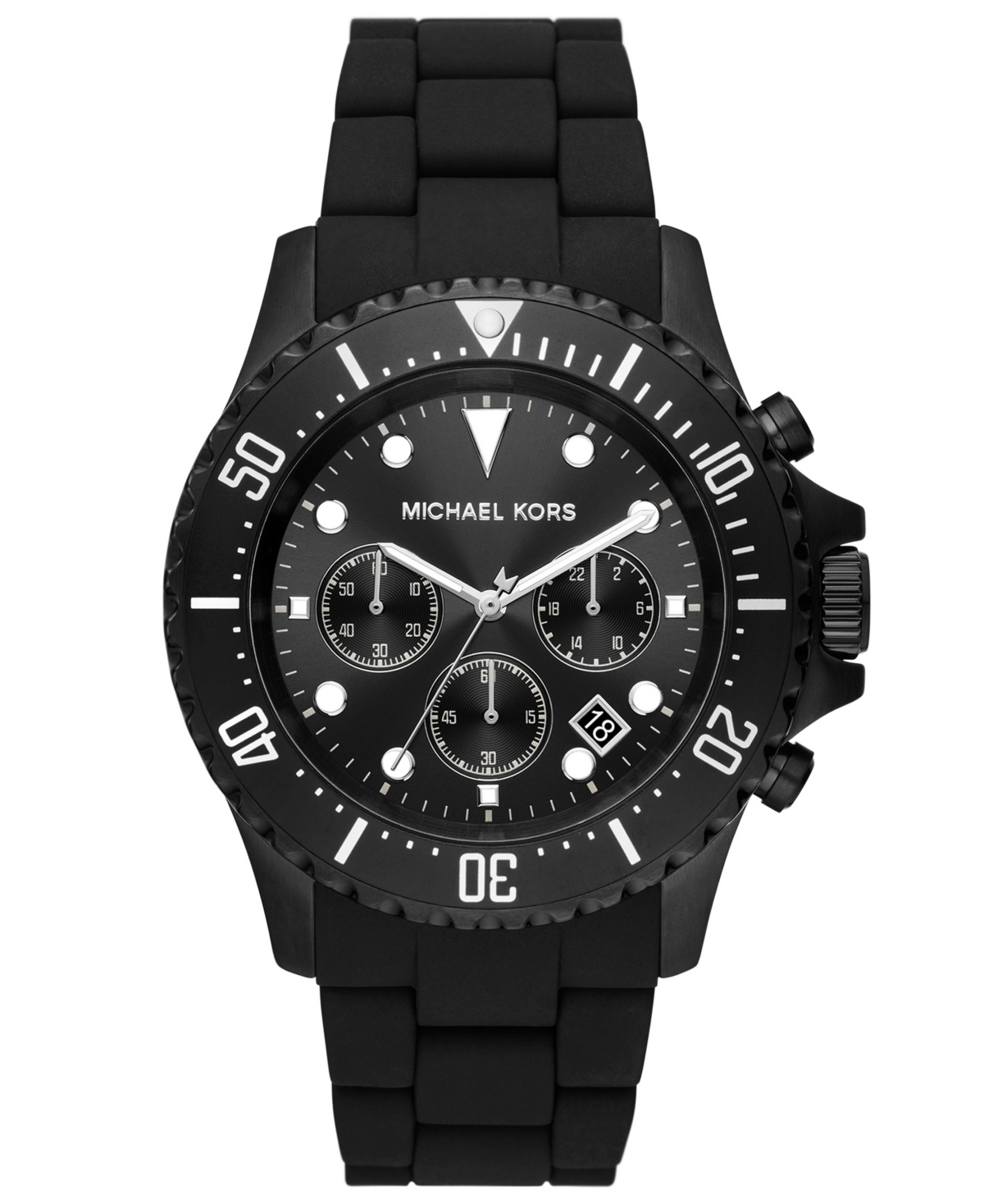 Shop Michael Kors Men's Everest Chronograph Black Ion Plated Stainless Steel And Silicone Bracelet Watch 45mm