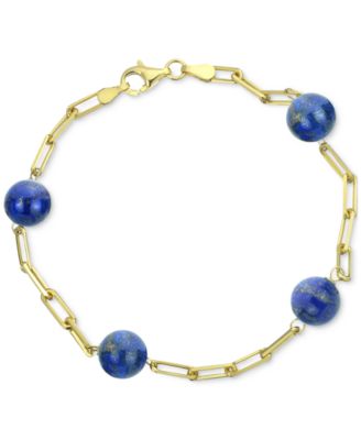 Macy's - Onyx Bead Paperclip Link Bracelet in 18k Gold-Plated Sterling Silver (Also in Turquoise, Lapis Lazuli, Red Coral, & Rose Quartz)