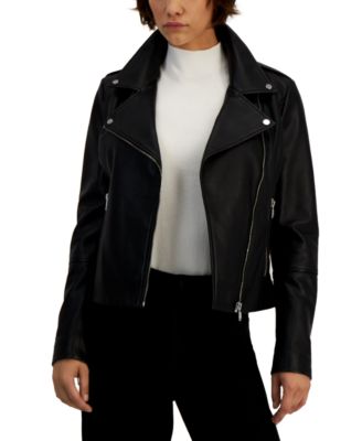 HUGO - Women's Leather Asymmetric Moto Jacket