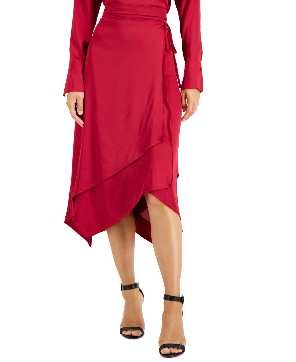 Donna Karan Women's Layered Asymmetric-Hem Faux-Wrap Skirt