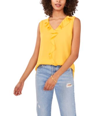 Vince Camuto Solid Sleeveless Ruffled Top - Macy's