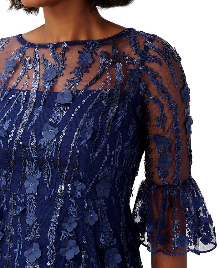 Adrianna Papell Women's 3D Floral BellSleeve Gown Macy's