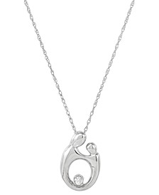 Diamond Accent Mother & Child 18" Pendant Necklace in 14k White Gold