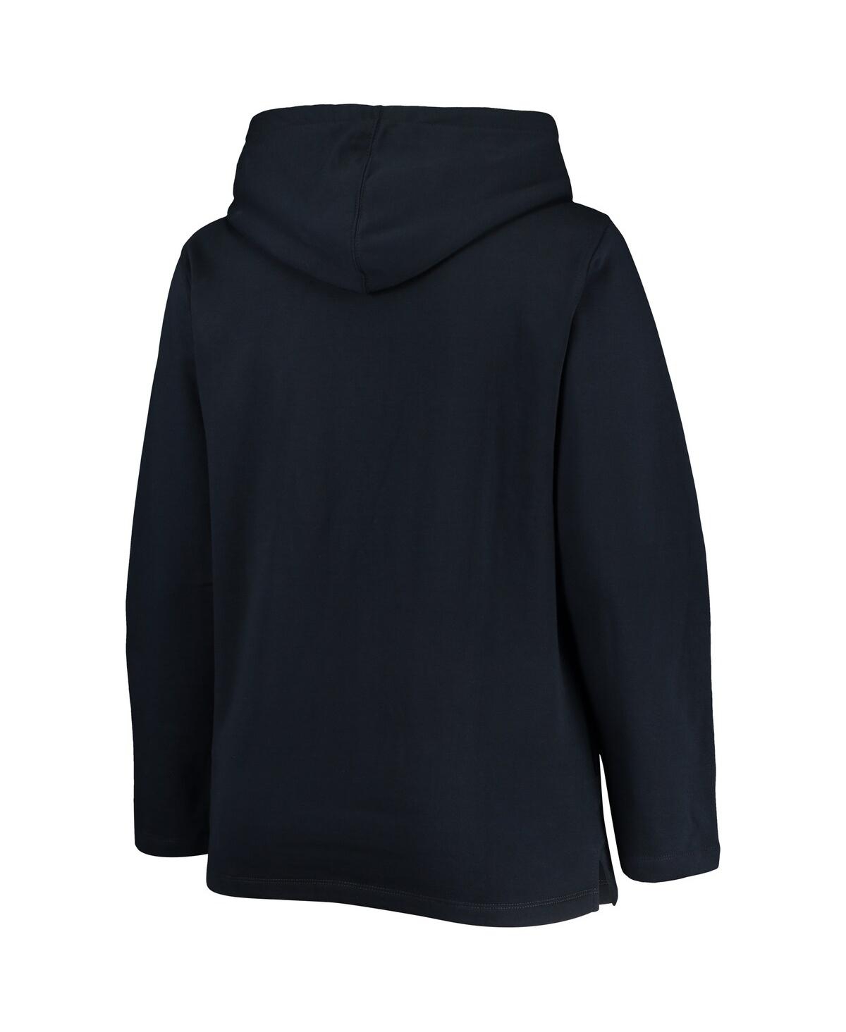 Soft As A Grape Navy Milwaukee Brewers Plus Size Side Split Pullover Hoodie In Navy