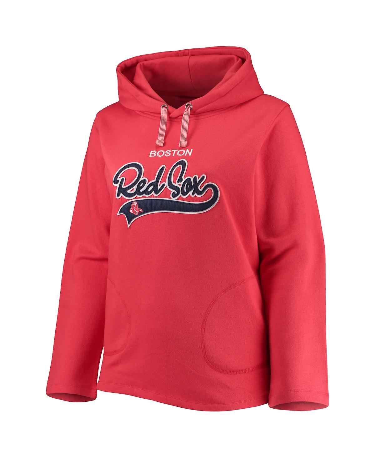 Soft As A Grape Red Boston Red Sox Plus Size Side Split Pullover Hoodie In Red