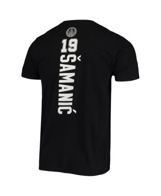 Men's Luka Samanic Black San Antonio Spurs Playmaker Name and Number Logo T-shirt