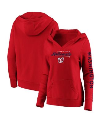 Women's Red Washington Nationals Core High Class Crossover Pullover Hoodie