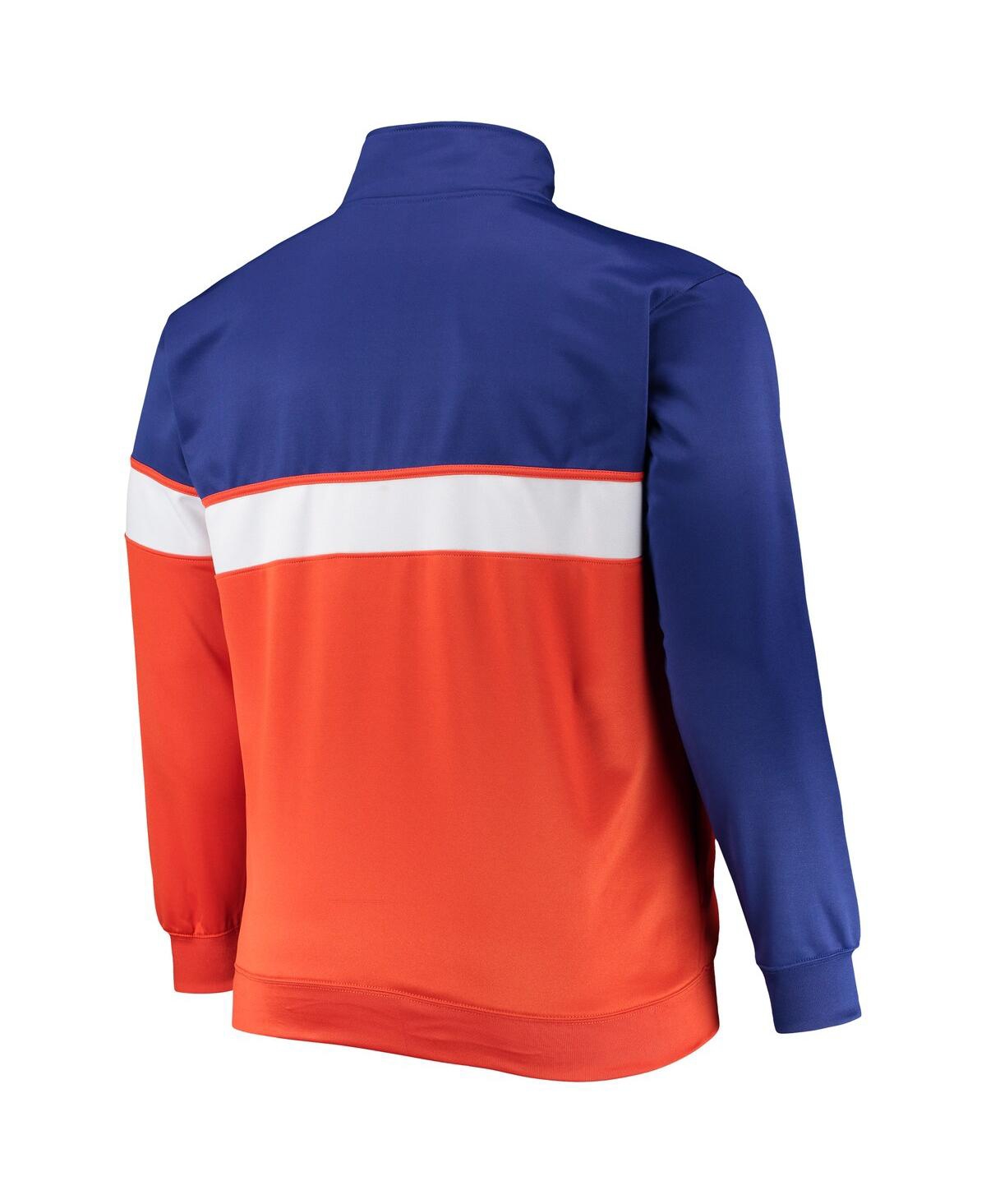 Shop Profile Men's Blue, Orange New York Knicks Big And Tall Pieced Body Full-zip Track Jacket In Blue,orange