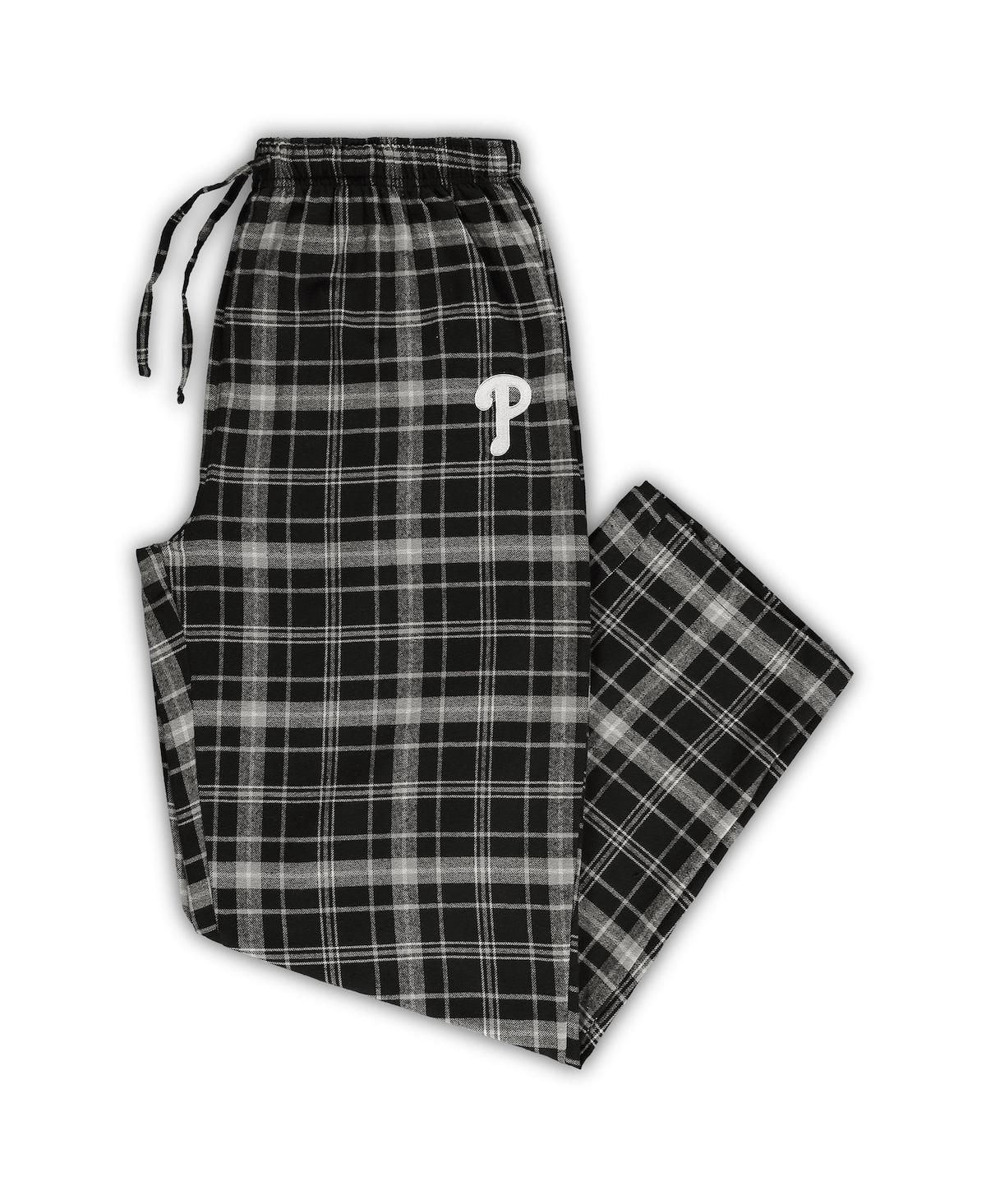 Shop Concepts Sport Men's  Black, Gray Philadelphia Phillies Big And Tall Team Flannel Pants In Black,gray