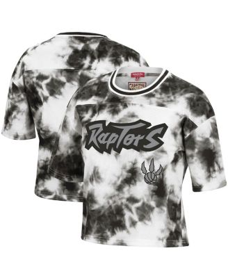 Women's Black, White Toronto Raptors Hardwood Classics Tie-Dye Cropped T-shirt