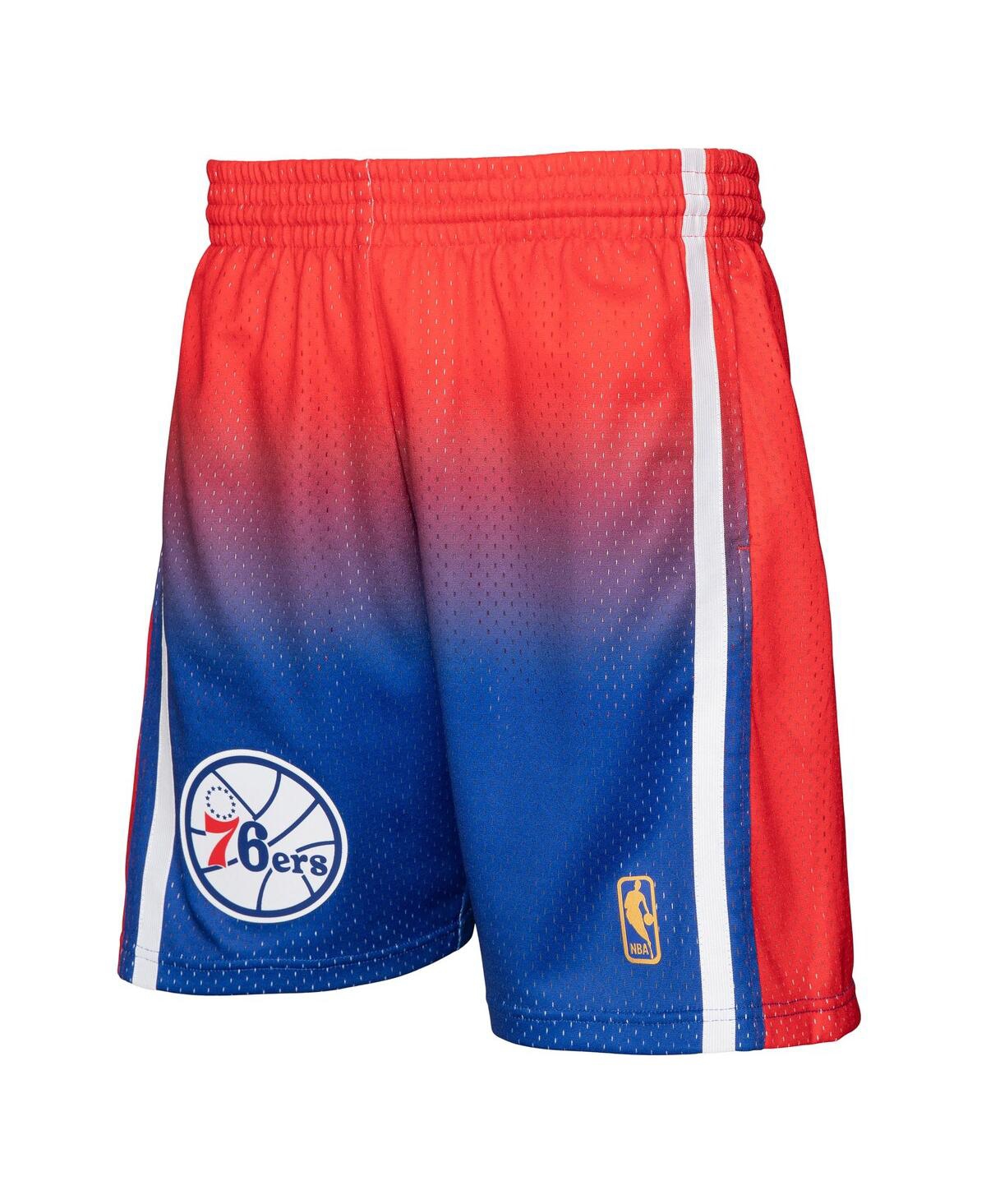 Men's Mitchell & Ness Royal Philadelphia 76ers 1996/97 Hardwood Classics Fadeaway Reload 3.0 Swingman Shorts - Royal