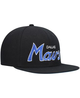 Men's Black Dallas Mavericks Hardwood Classics Script 2.0 Snapback Hat