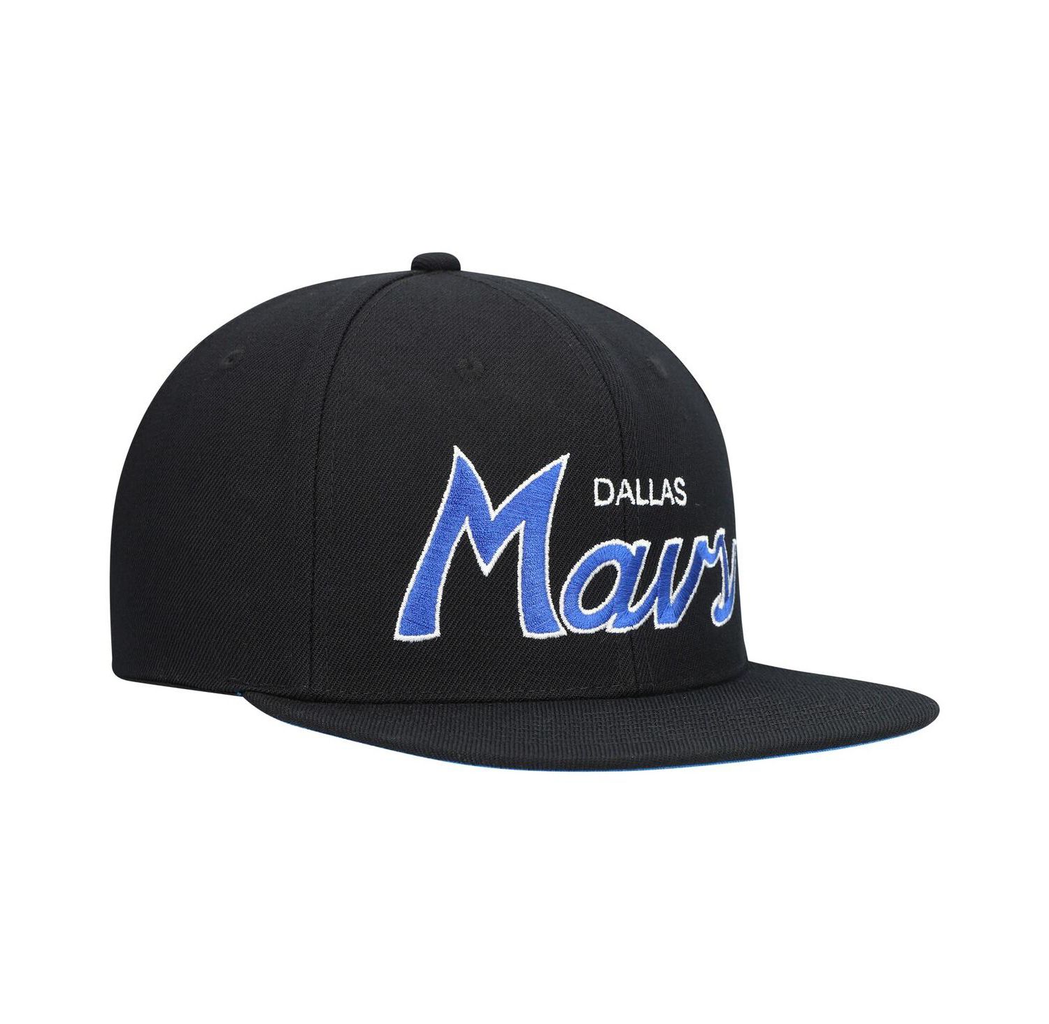 Men's Black Dallas Mavericks Hardwood Classics Script 2.0 Snapback Hat