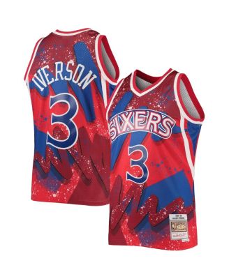 Men s Mitchell Ness Allen Iverson Red Philadelphia 76ers Hardwood Classics 1996 Hyper Hoops Swingman Jersey Macy s