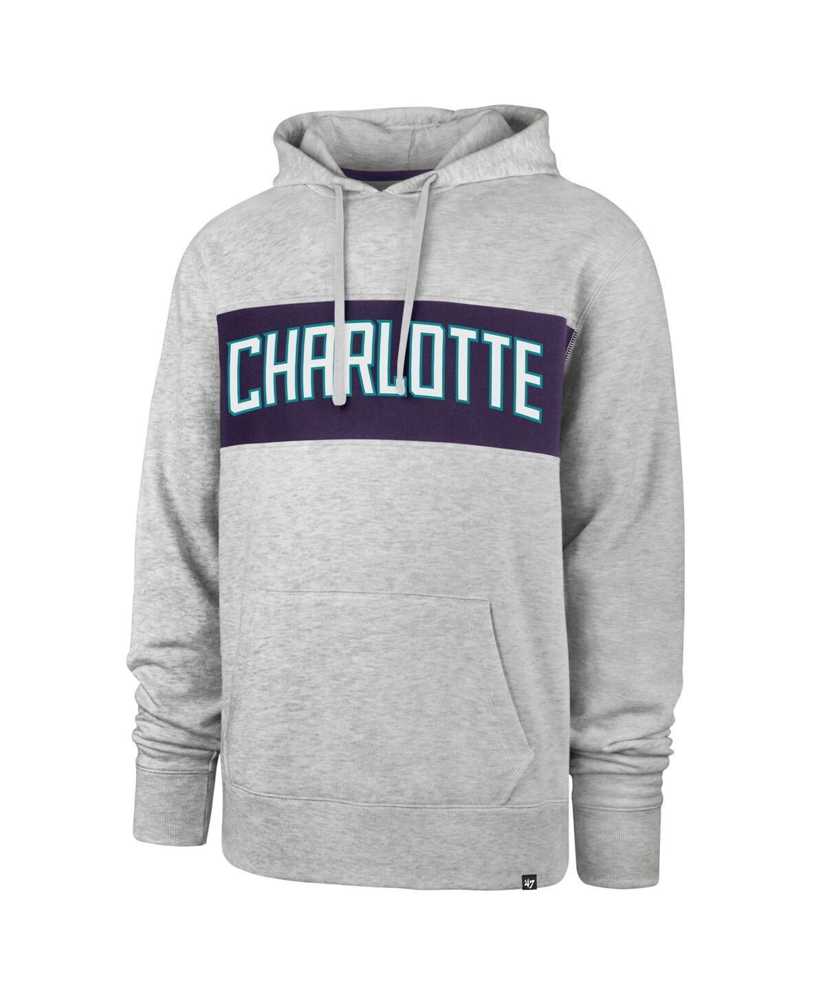 Shop 47 Brand Men's '47 Gray Charlotte Hornets 2021/22 City Edition Wordmark Chest Pass Pullover Hoodie