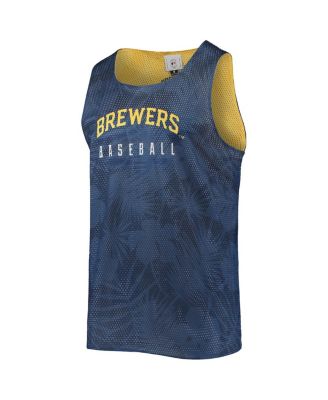 Men's Navy, Gold Milwaukee Brewers Floral Reversible Mesh Tank Top